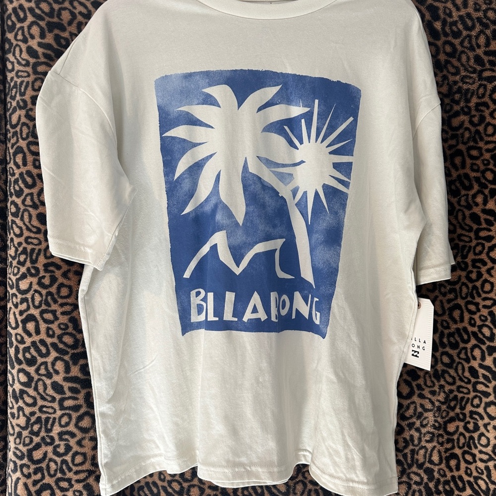 Billabong Cream Tee with Blue Palm Graphic